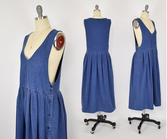 80's Denim Pinafore Dress