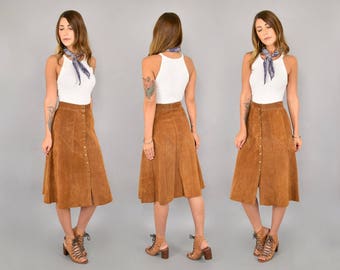 70's Suede Midi Skirt