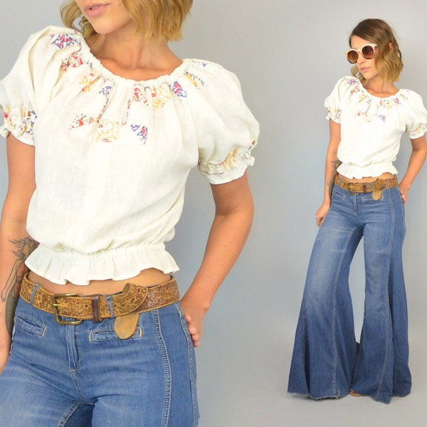 SALE | 70's Cotton Gauze Peasant Blouse