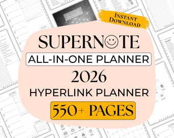 Planificador digital todo en uno Supernote 2026: planificador de productividad, diario, bienestar, autocuidado y plantillas de Supernote positivas (descarga inmediata)