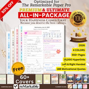 reMarkable Paper Pro Templates 2026 | Monthly, Weekly, Daily Planner| Calendar, Fitness, Wellness, Self-Care, Productivity Planner
