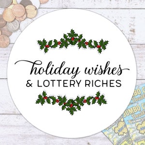 Lottery Ticket Favor Labels and Bags - Holiday Wishes & Lottery Riches ...