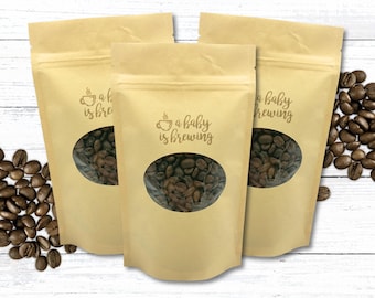 Baby is Brewing Favor Bags – Coffee Theme, Kraft Pouches (Set of 20)