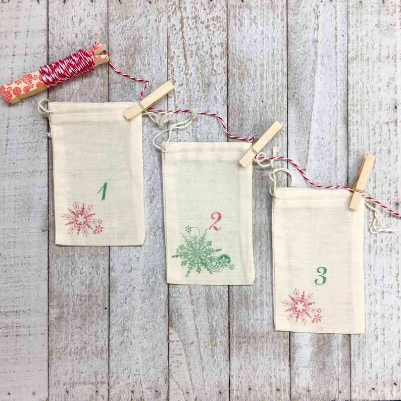 Advent calendar kit 24 cotton drawstring bags reusable image 3