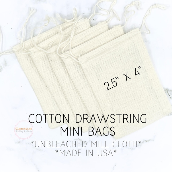 Cloth Favor and Gift Bags - Unprinted natural cotton drawstring bags - Party favor bag, gift wrap, product packaging, eco friendly