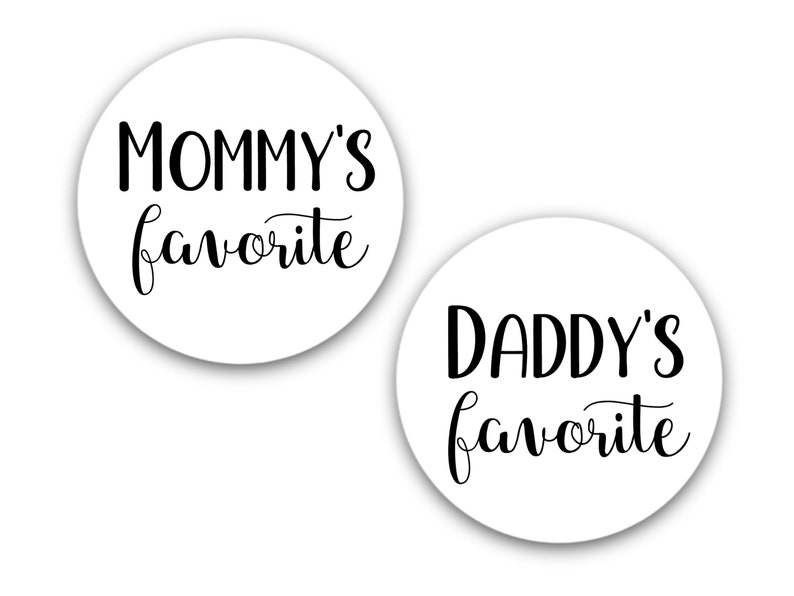 Baby Shower Favors 10 Mommy and 10 Daddy Favorites labels, fun gift for couples shower, add optional clear favor bags, guest gift stickers image 4