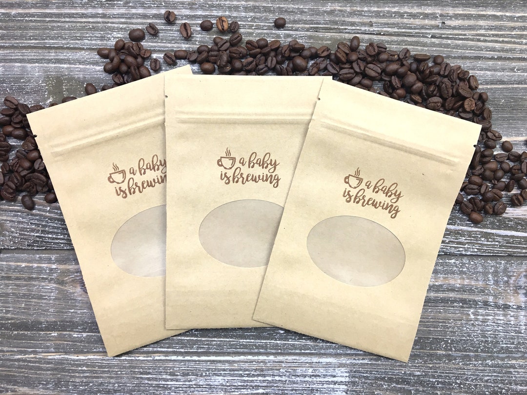Baby is Brewing Favor Bags for Baby Shower Kraft Paper Bags for Coffee