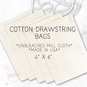 Cloth Favor Bags, 4x6 inches - 25 unprinted natural cotton drawstring bags, party favor, gift bag, rustic gift wrap, product packaging