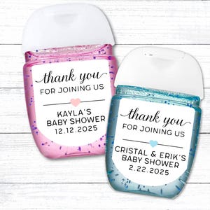 Mini Hand Sanitizer Favor Labels - 30 Personalized Stickers for Shower, Party - Thank You for Joining Us - PocketBac Sized