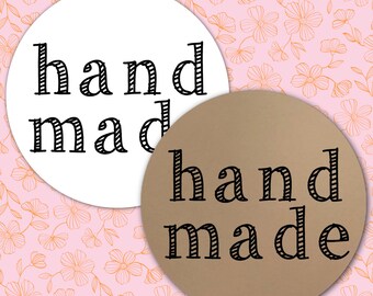 Mini Product Stickers for Etsy Sellers, Small Business - Hand Made - 63 labels, 1 inch round - Packaging stickers, gift tags, package labels