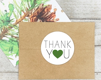 Thank You Labels - 20 stickers with custom color heart for Wedding, Shower, Party - Bulk favor tags, gifts for guests, party giveaway idea