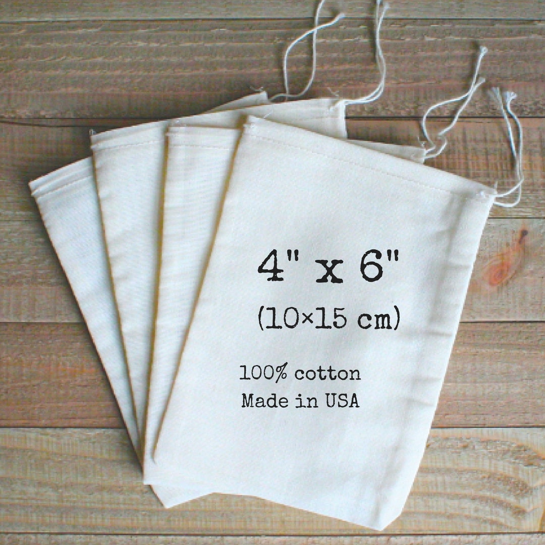 Cloth Favor Bags, 4x6, Set of 25 Unprinted Natural Cotton Drawstring