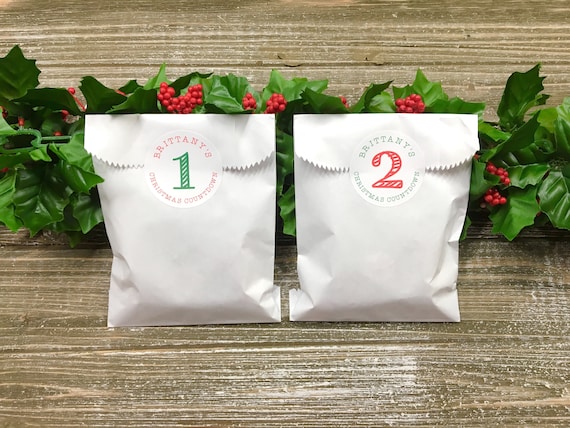 Christmas Countdown Decor Rustic Holiday Gift Set of 25 Bags Advent Calendar Muslin 4x6 Gift Bags
