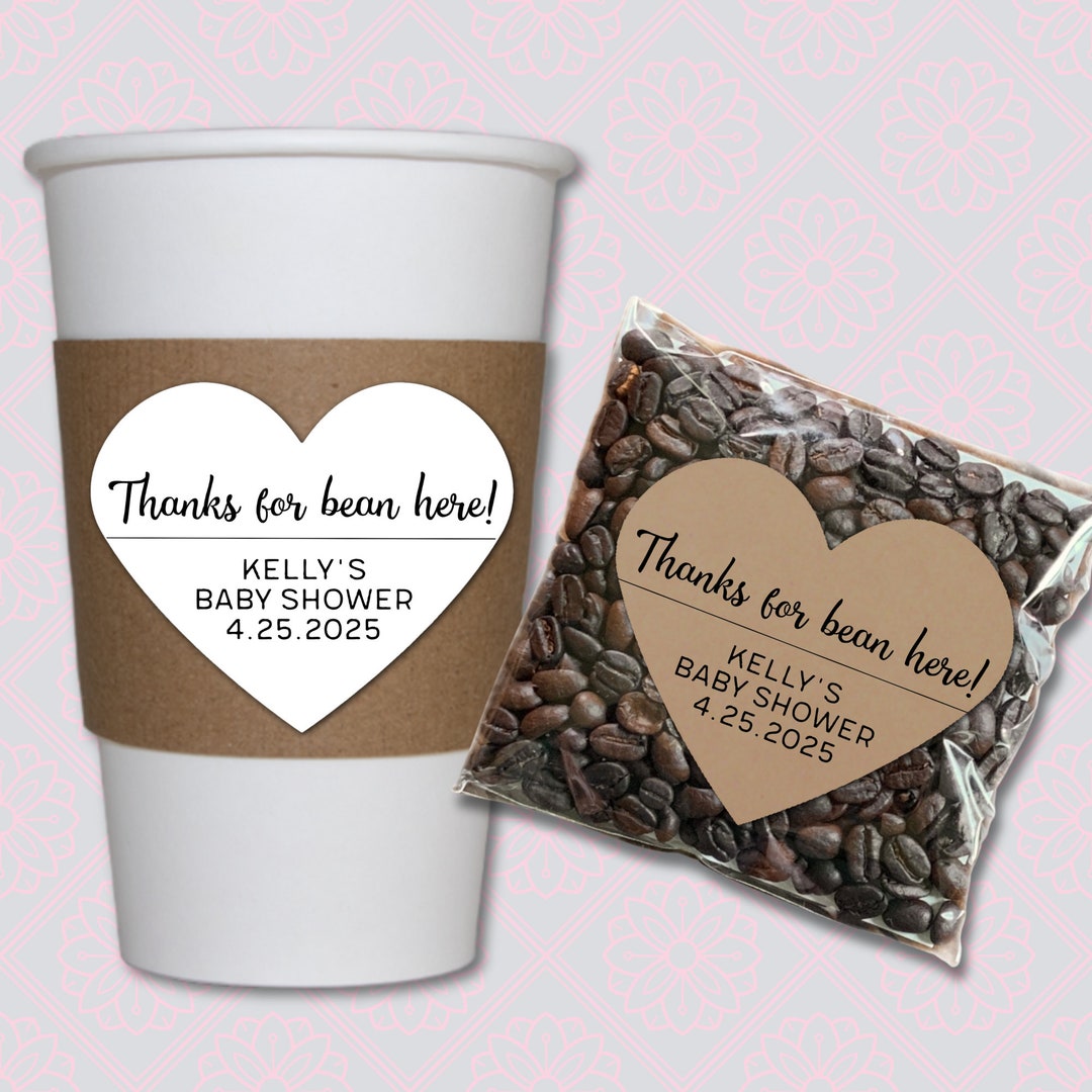 Personalized Baby Shower Favor Labels Heart Shaped Stickers, Thanks for
