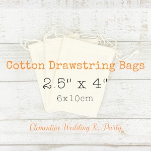 Cloth Favor and Gift Bags Set of 25, unprinted natural cotton, drawstring bags, party favor bag, gift bags, product packaging image 1