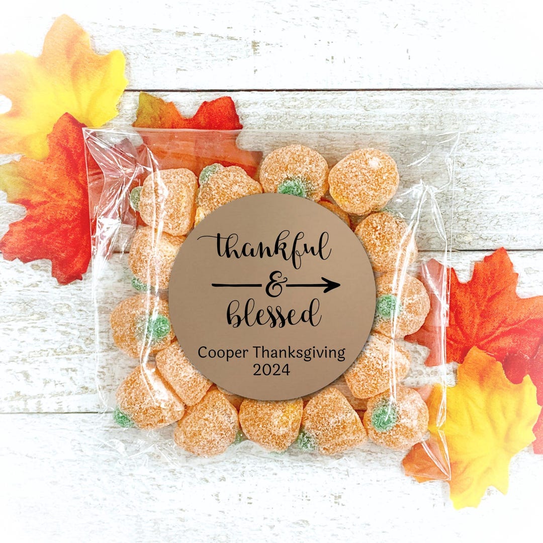 Personalized Thanksgiving Party Favors - 20 Stickers and Optional Bags ...
