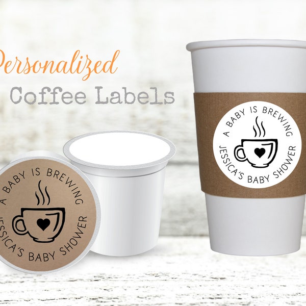 Whaline 50 Pack Kraft Paper Resealable Bags Coffee Baby Shower Favor