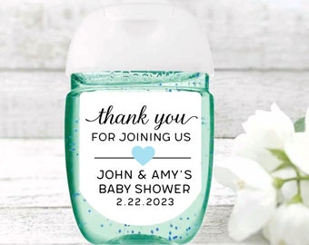 Mini Hand Sanitizer Favor Labels - 30 Personalized Stickers for Shower, Party - Thank You for Joining Us - PocketBac Sized