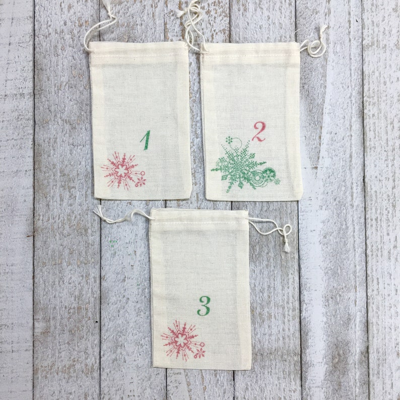 Advent calendar kit 24 cotton drawstring bags reusable image 4