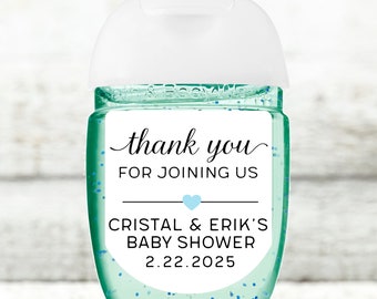 Mini Hand Sanitizer Favor Labels - 30 Personalized Stickers for Shower, Party - Thank You for Joining Us - PocketBac Sized