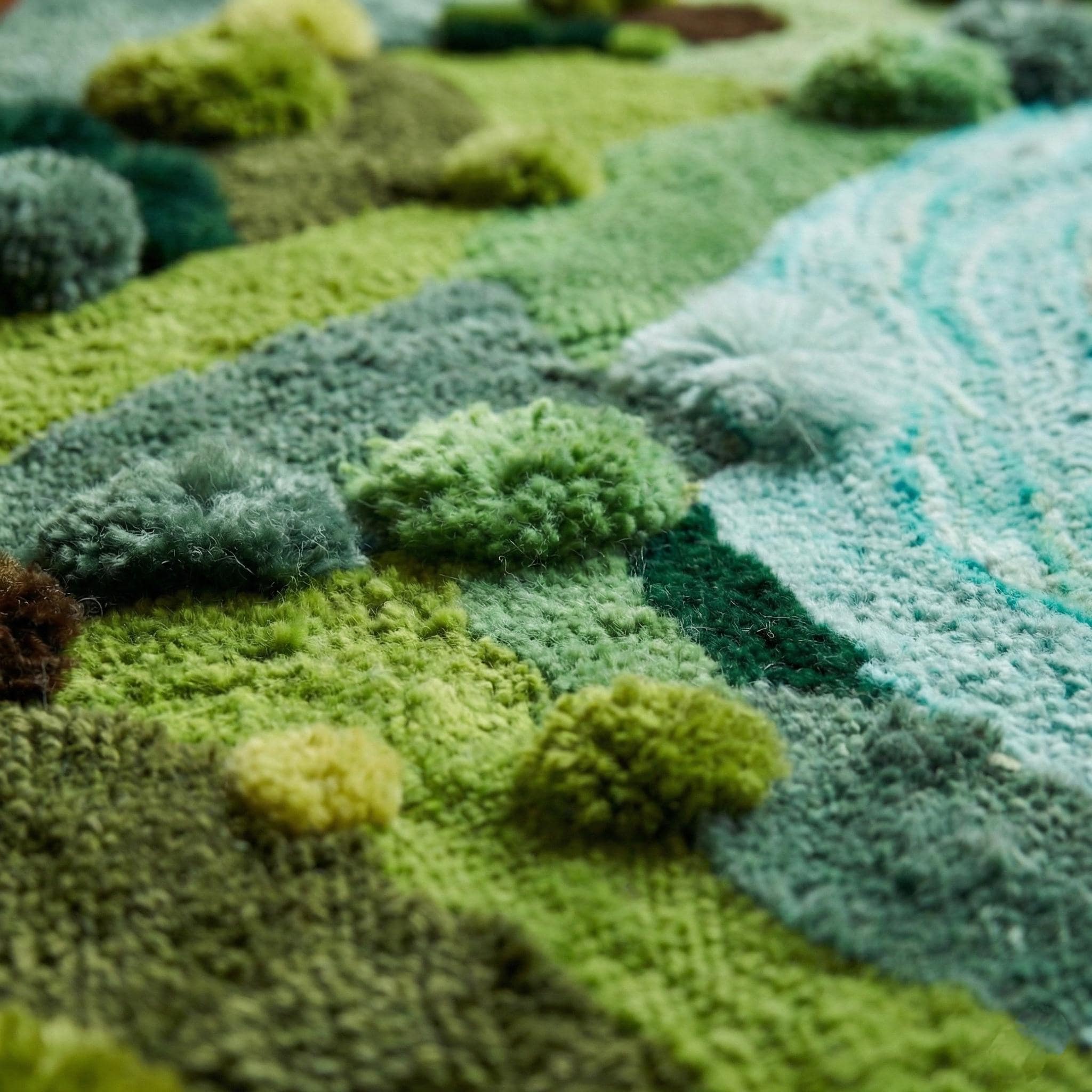 Hand Tufted Moss Rug – 3D Nature Landscape Wool Carpet, River Inspired ...
