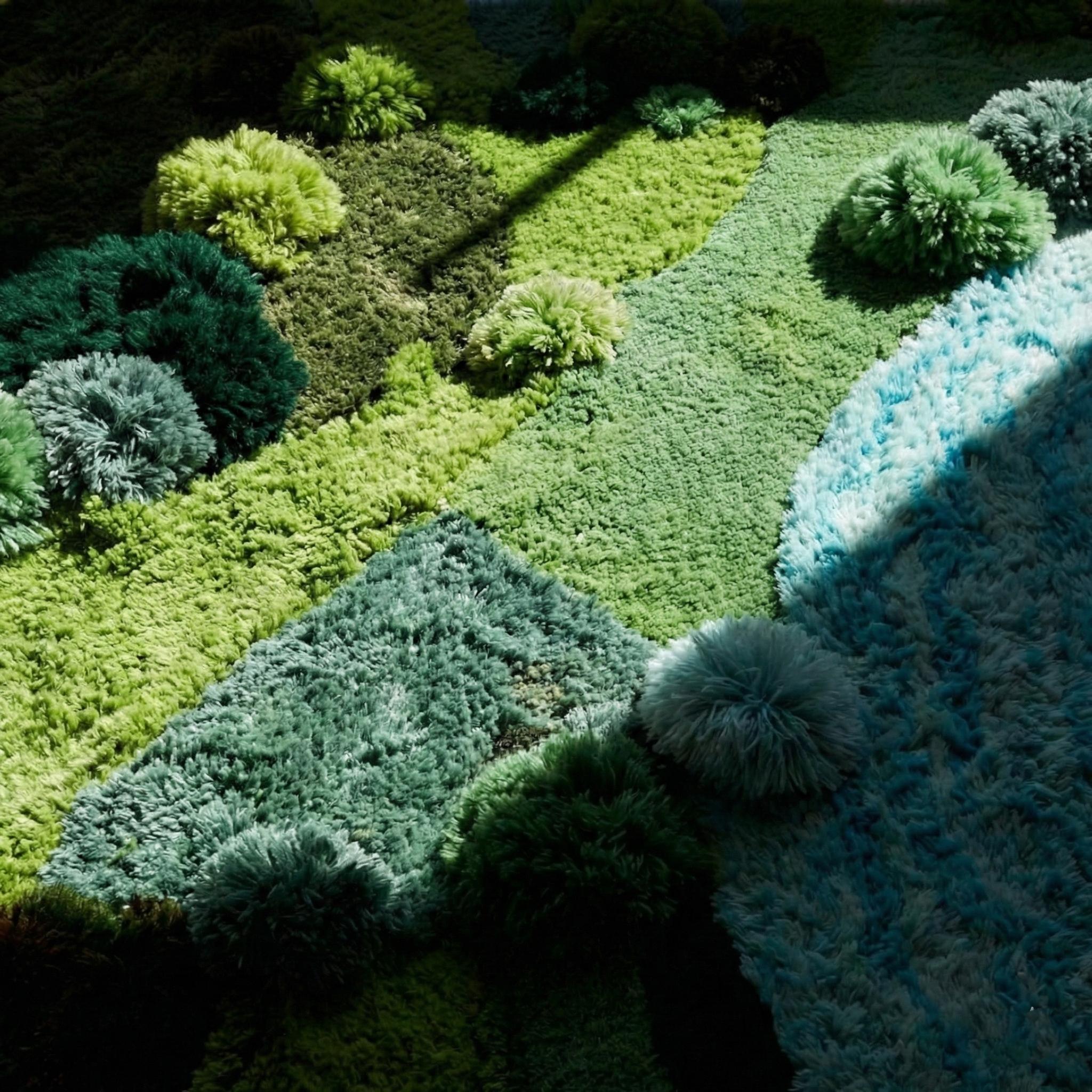 Hand Tufted Moss Rug – 3D Nature Landscape Wool Carpet, River Inspired ...