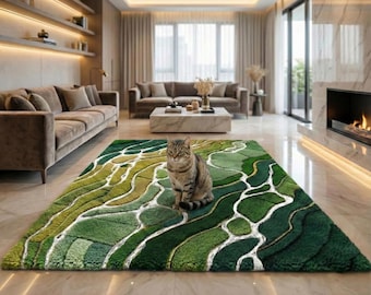 Topographic River Rug – Hand Tufted 3D Wool Nature Rug
