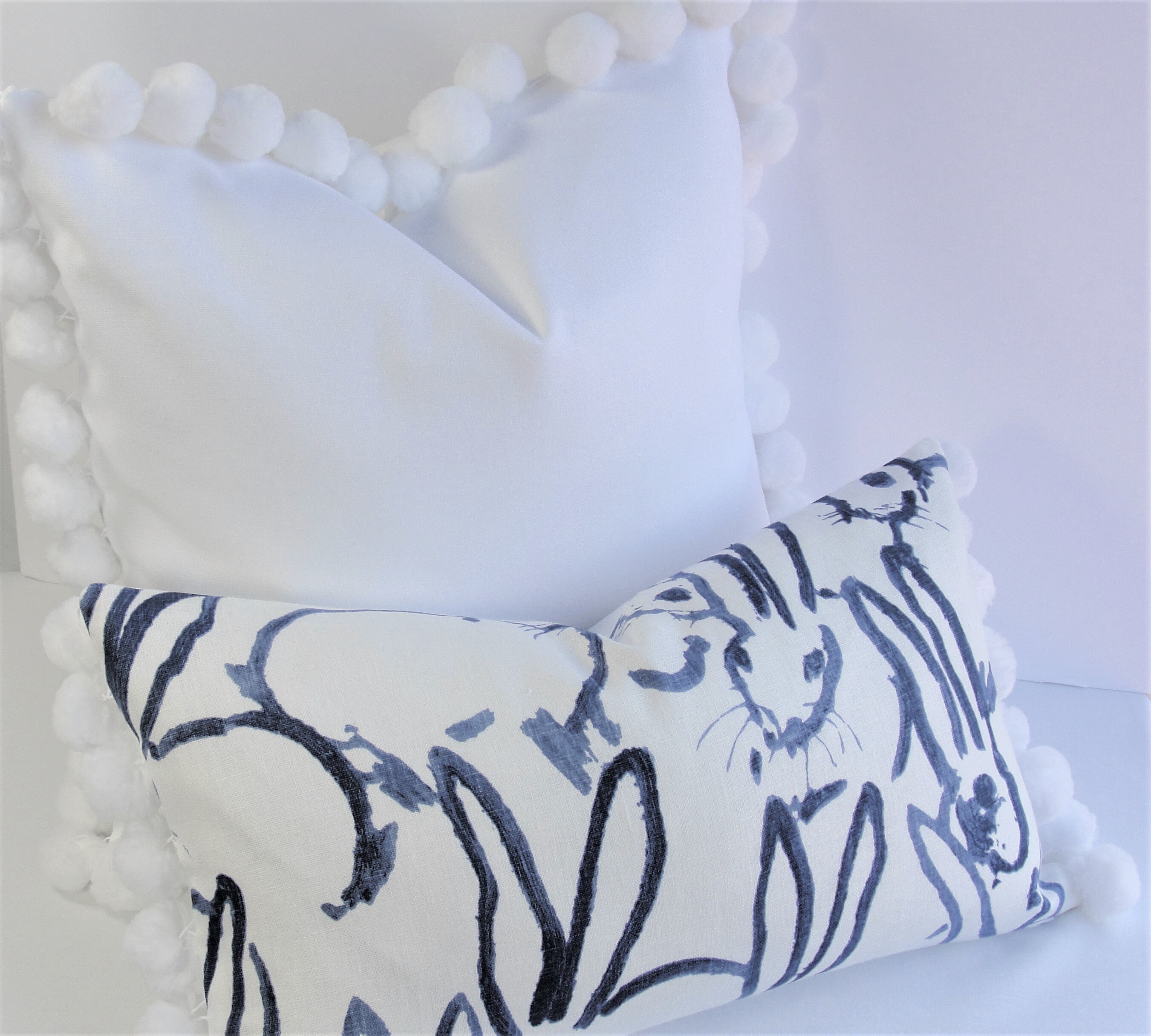 White Pom Pom pillow cover farmhouse Decorative pillow Etsy
