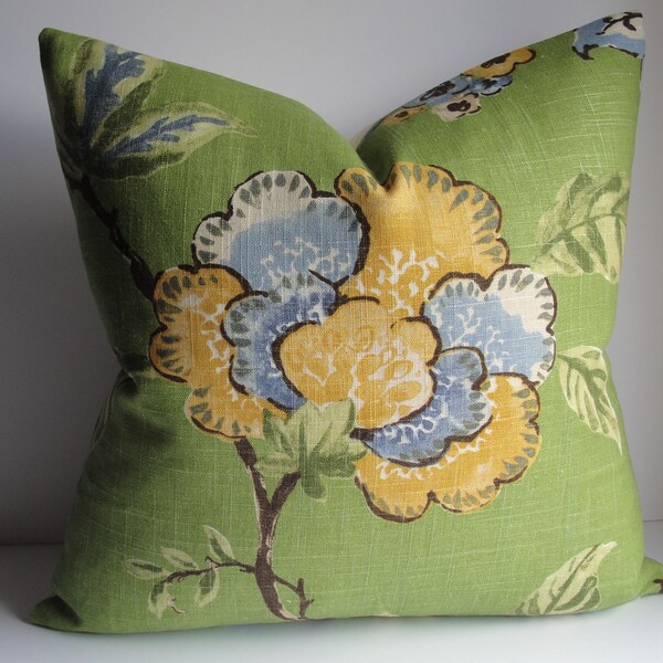 Green Floral Pillow Etsy