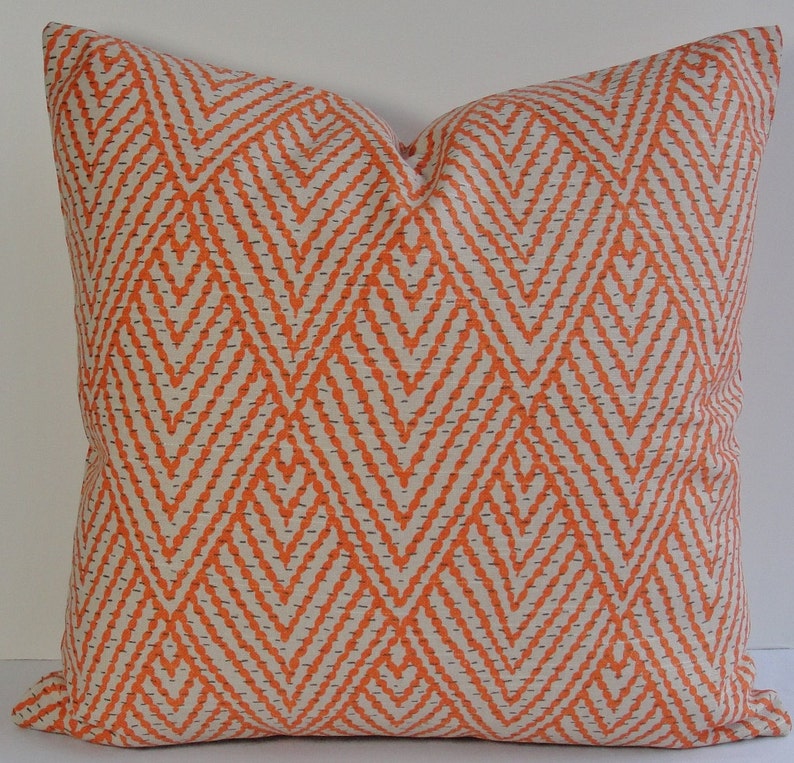Orange Chevron Decorative Pillow Cover Tangerine Throw Pillow Etsy