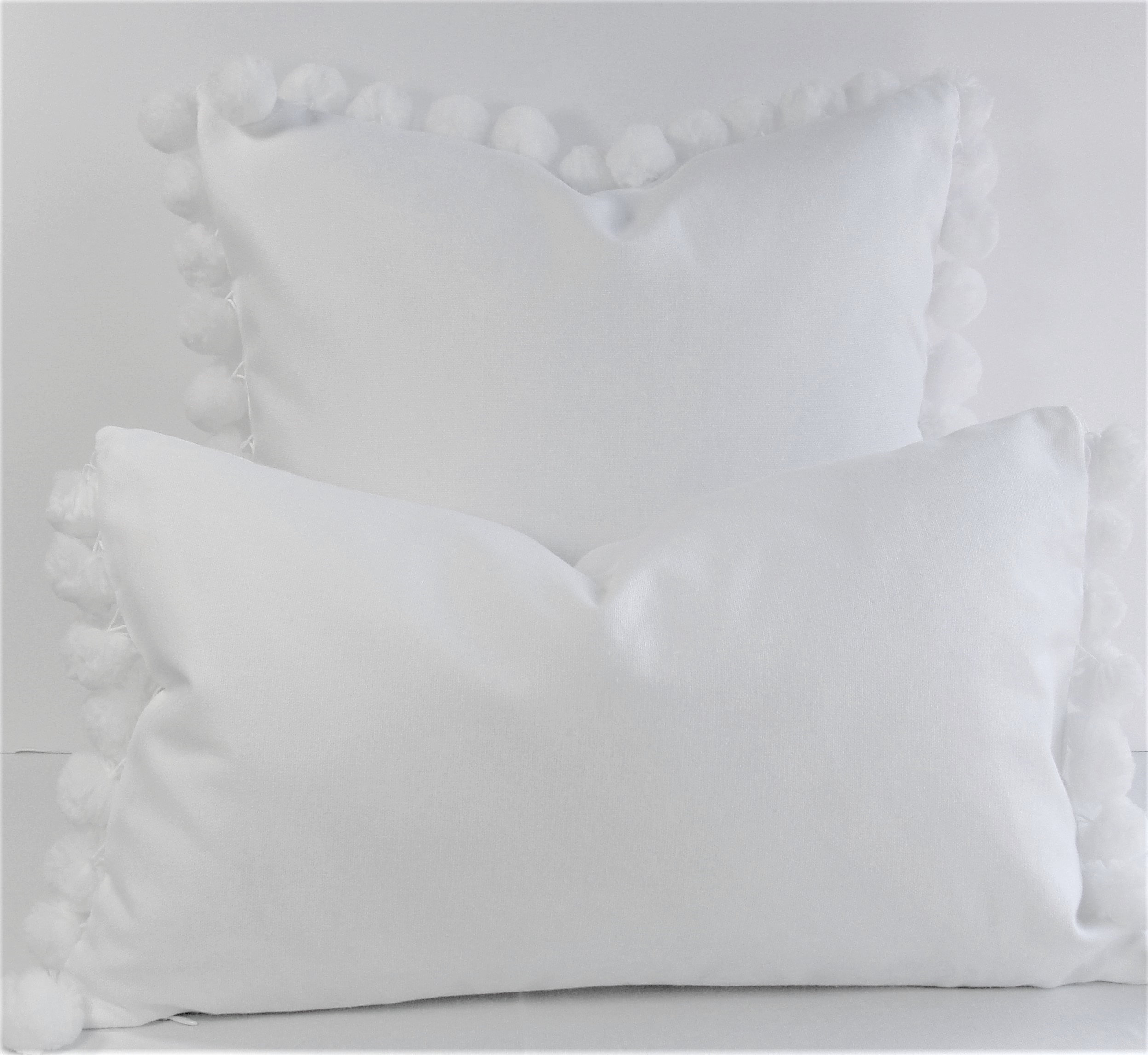 White Pom Pom pillow cover farmhouse Decorative pillow Etsy