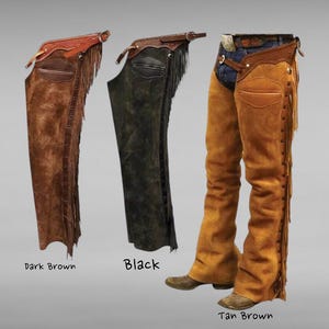 Men 100% Real Leather Western Wear Chap Fringes - Men Riding Leather Chap Pant - Rodeo Leather Chap - Wild West Chap - Western Outfit Chap