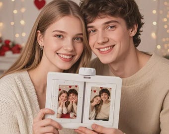 パーソナライズされた回転式フォトカルーセルフレーム – カスタム24枚の写真ディスプレイ、デスクトップリールスピン