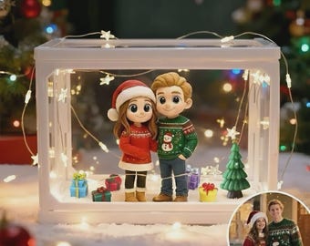 カスタム3Dミニフィギュアドールハウス（2人用） - ガラスディスプレイシーン、ユニークなクリスマスギフト