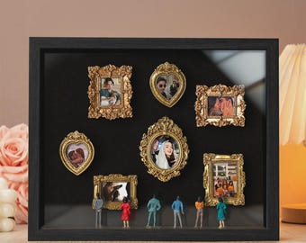 パーソナライズされたアメリカ博物館の黒いフレーム、ミニチュアカップル記念品、記念日バレンタインギフト