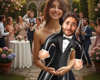 カスタムフェイスの膨張式人形、パーソナライズされた膨張式パーティー小道具、新郎新婦、独身最後のパーティーギフト