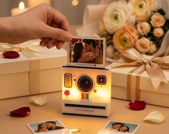 インタラクティブフォトミュージックマグネット｜スライド式フォトフレーム、LEDライト、1～6曲、記念日ギフト