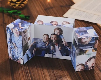 フォトメモリーキューブ：パーソナライズされた木製の記念品ギフト