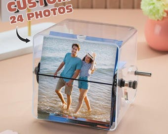 カスタムフォトフリップブックフレーム - 手回しアニメーションボックス、パーソナライズされた記念日＆バレンタインギフト