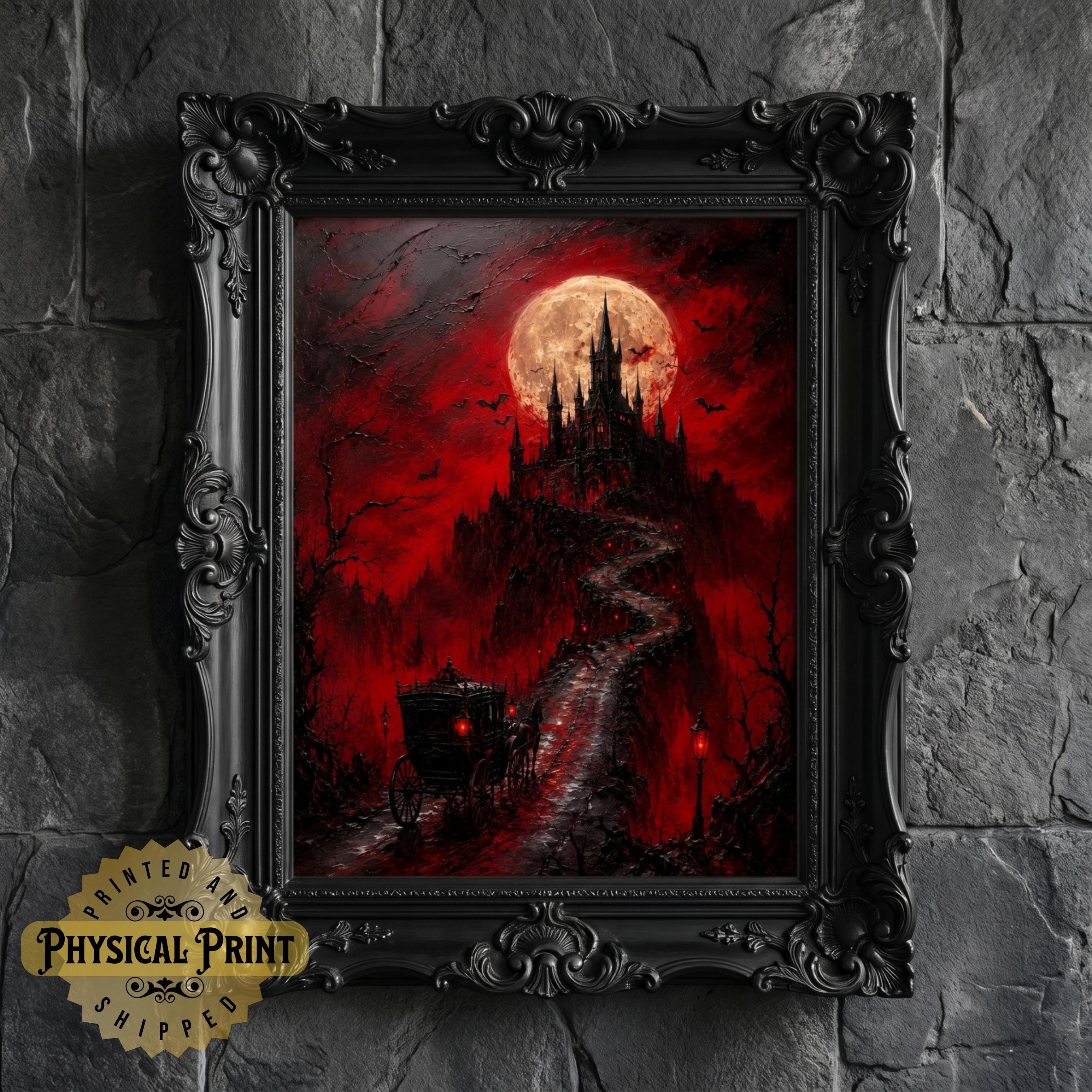 Dracula Castle Wall Art Print, Gothic Vampire Castle Poster, Dark ...