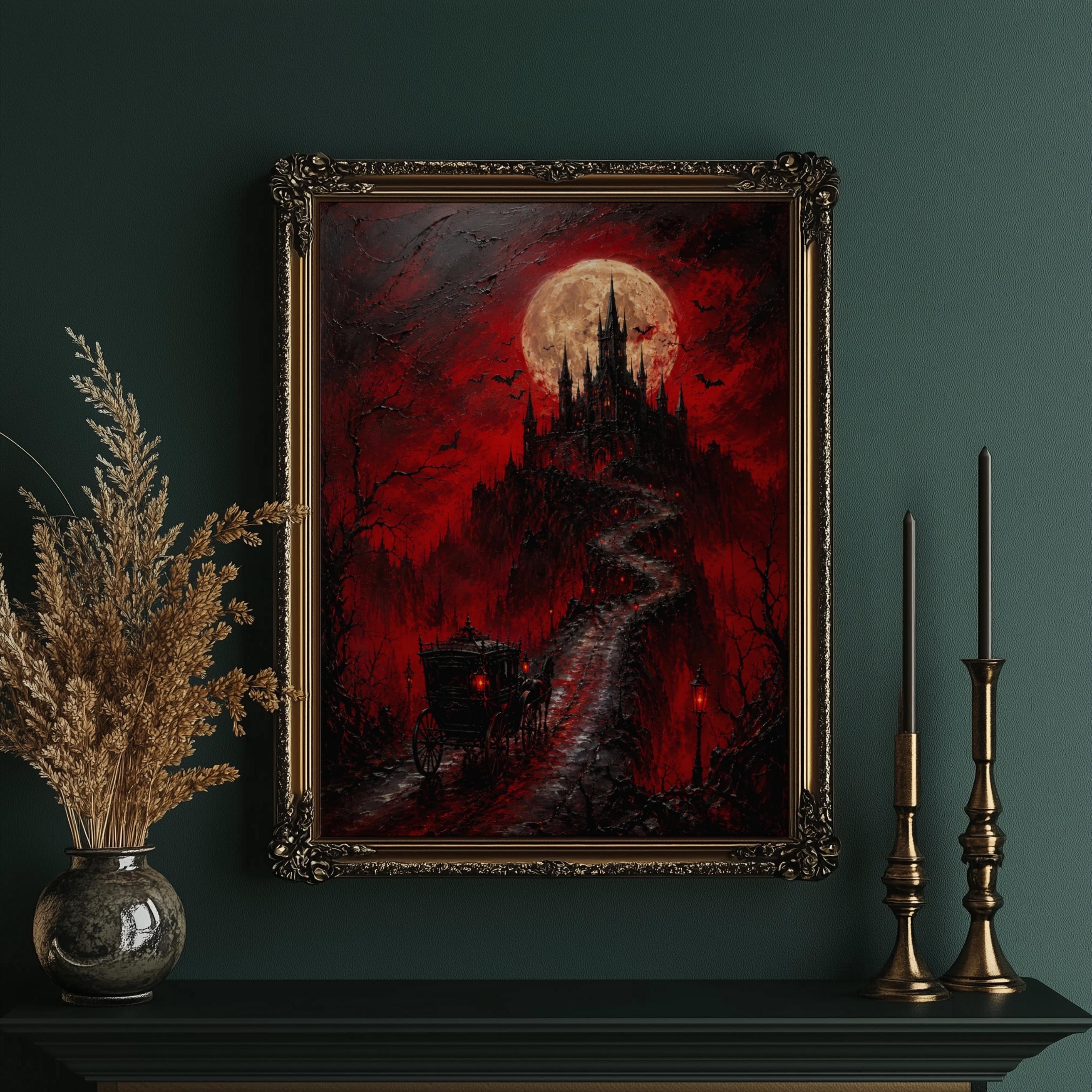 Dracula Castle Wall Art Print, Gothic Vampire Castle Poster, Dark ...
