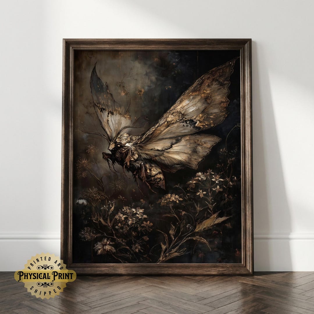 Gothic Death Moth Wall Art Print, Dark Academia Insect Poster, Vintage ...