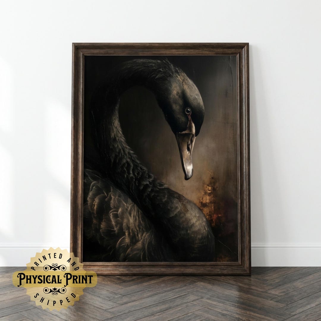 Black Swan Wall Art Print, Dark Gothic Bird Poster, Dark Academia ...