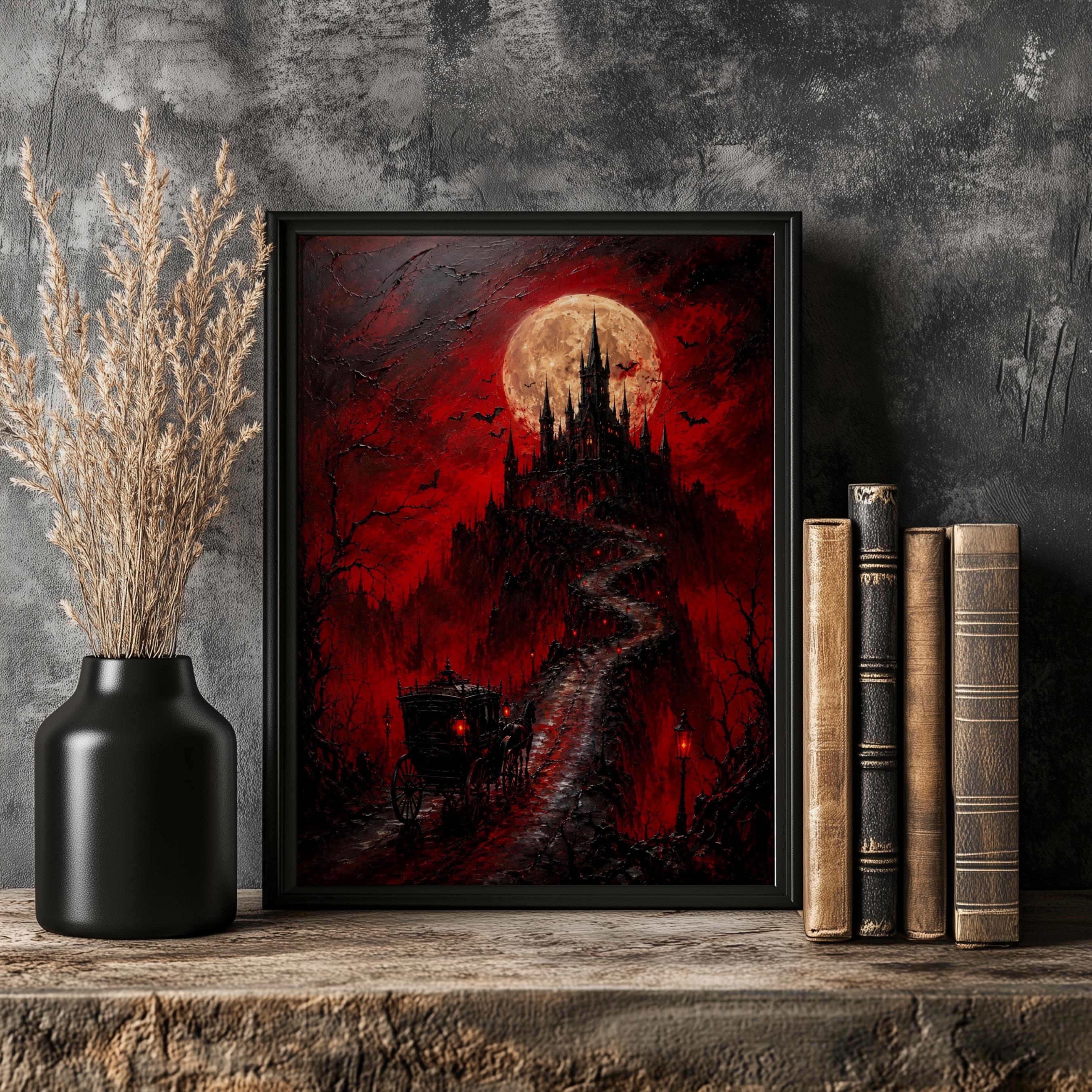 Dracula Castle Wall Art Print, Gothic Vampire Castle Poster, Dark ...