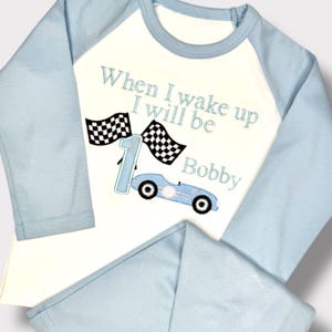 Quando eu acordar eu serei | roupas de aniversário infantil | quando eu acordar marco do carro definido
