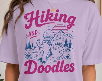 Comfort Colors Shirt, Hiking and Doodles Adventure Dog Tee, Forest Graphic T-Shirt, Camper Gift Ideas, Retro Wilderness Top
