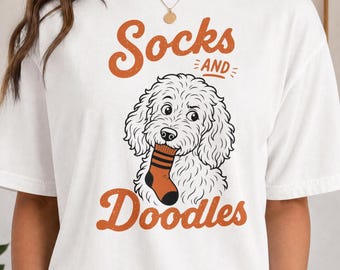 Comfort Colors Shirt, Socks and Doodles Funny Dog Thief Tee, Relatable Pet Humor Graphic T-Shirt, Gift for Pet Owner, Dog Mom Top