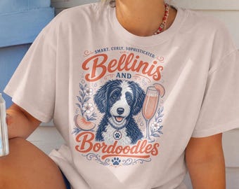 Bellinis and Bordoodles Dog Mom T-Shirt | Vintage Border Collie Poodle Graphic Tee