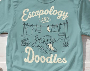 Comfort Colors Shirt, Escapology and Doodles Funny Houdini Dog Tee, Quirky Pet Humor Graphic T-Shirt, Gift for Pet Owner, Retro