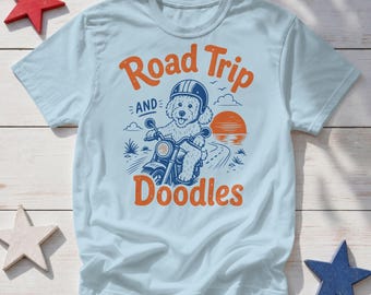 Comfort Colors® Shirt, Road Trip and Doodles Adventure Dog Tee, Retro Graphic T-Shirt, Gift for Pet Owner, Custom Dog Dad Top